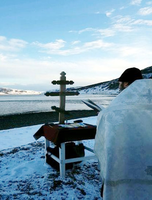 Father Andrei, Blessing of the Waters Ceremony in False Pass on January 19, 2017